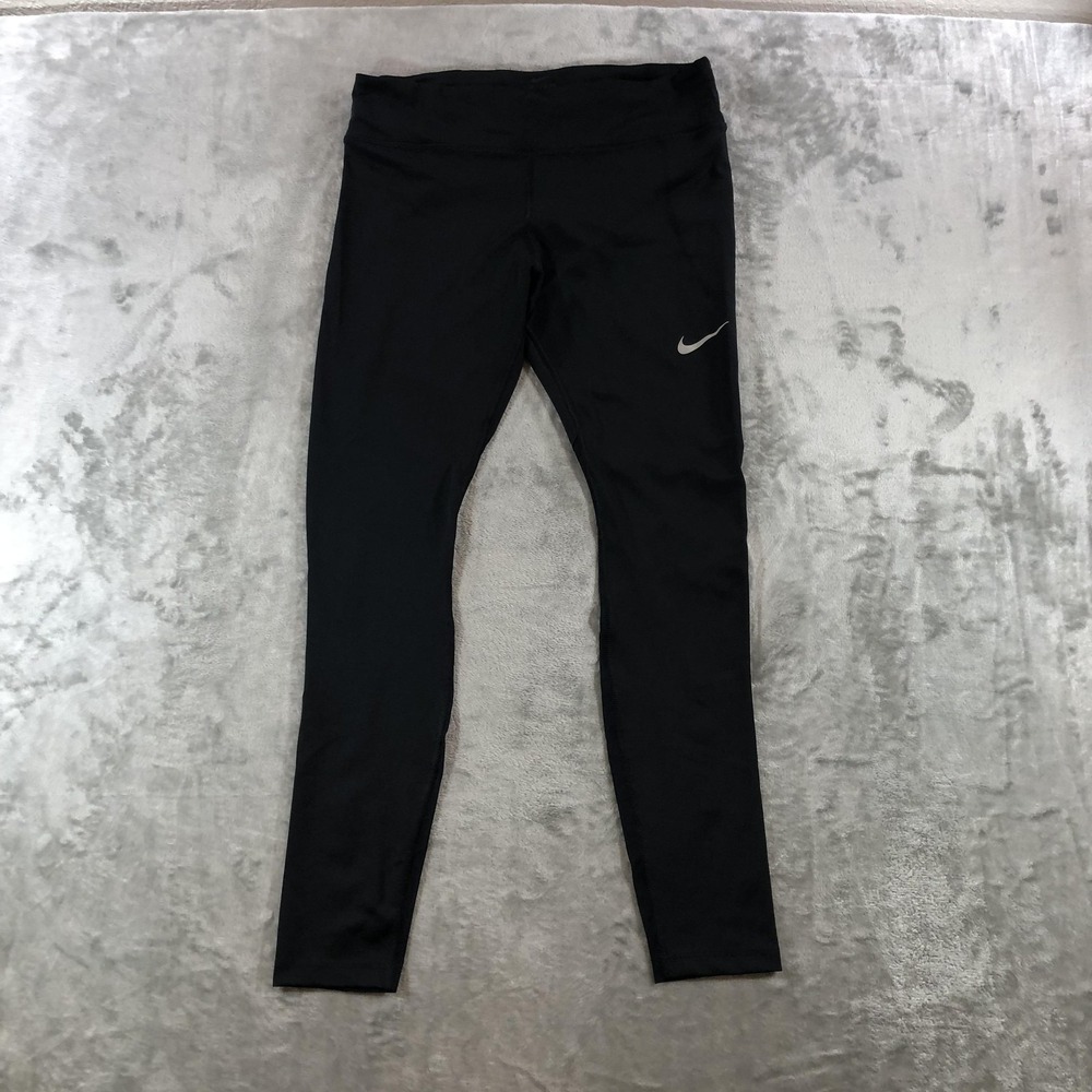 Nike Dri-FIT Leggings Womens Large Black Mid Rise Running Ankle DB4377-010